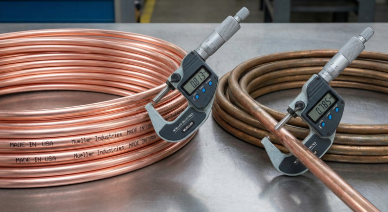 نحاس المكيفات الأصلي Mueller والفرق بينه وبين النحاس الصيني لضمان كفاءة التبريد ومنع التسريب